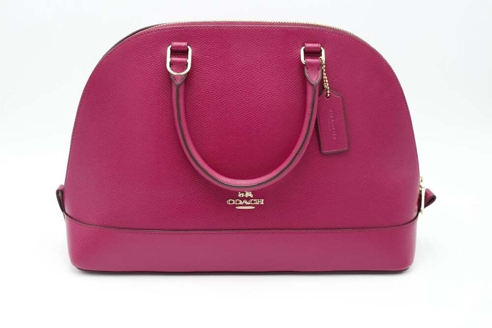 Coach Sierra Satchel Crossgrain Fuchsia Pink Leather Handbag